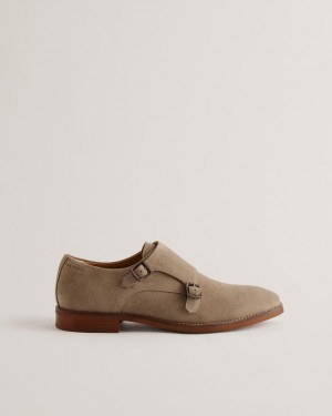 Buty Monki Męskie Ted Baker Suede Double Strap Khaki Polska | PL-YGHKZ7815