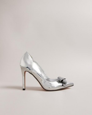 Buty Na Obcasie Damskie Ted Baker Crystal Bow Court Srebrne Polska | PL-KWFSX8273