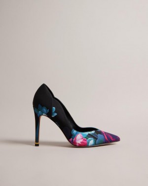 Buty Na Obcasie Damskie Ted Baker Floral Satin Court Czarne Polska | PL-BKVAF5361