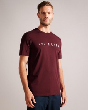 Koszulka Męskie Ted Baker Short Sleeve Branded Bordowe Polska | PL-NCKDF6293