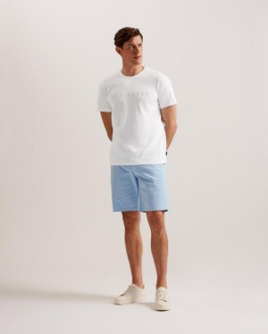 Koszulka Męskie Ted Baker Short Sleeve Branded Białe Polska | PL-YRDZK2957