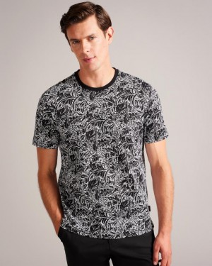 Koszulka Męskie Ted Baker Short Sleeve Leaf Print Kolorowe Polska | PL-BZLFO3875