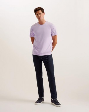 Koszulka Męskie Ted Baker Short Sleeve Regular Fit Plain Fioletowe Polska | PL-YPSZB0137