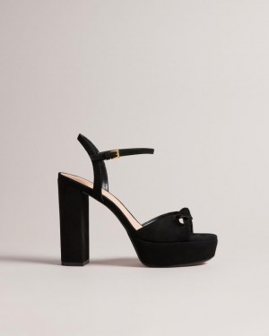 Sandały Damskie Ted Baker Heeled Platform Czarne Polska | PL-QVLYA7860