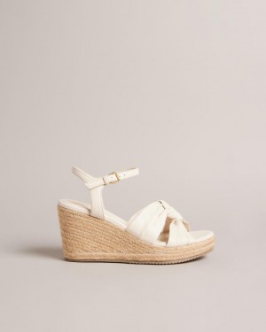 Sandały Damskie Ted Baker Knotted Wedge Espadrille Białe Polska | PL-HPLCE1968