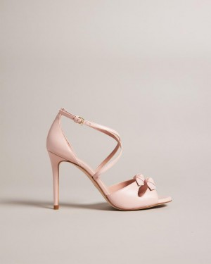 Sandały Damskie Ted Baker Leather Bow Heeled Różowe Polska | PL-RGACT4091