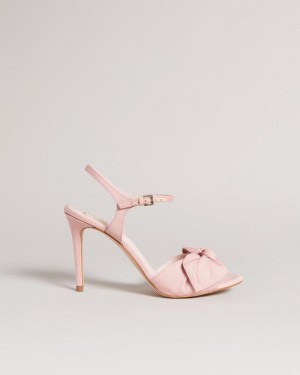 Sandały Damskie Ted Baker Moire Satin Bow Heeled Różowe Polska | PL-GHLRO4653