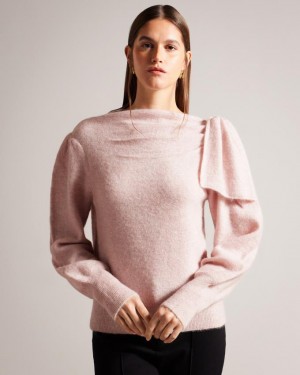 Sweter Damskie Ted Baker Bow Embellished Różowe Polska | PL-HRLVG8264