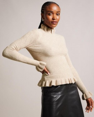 Sweter Damskie Ted Baker Frill Detail Brązowe Polska | PL-PXDFH9253