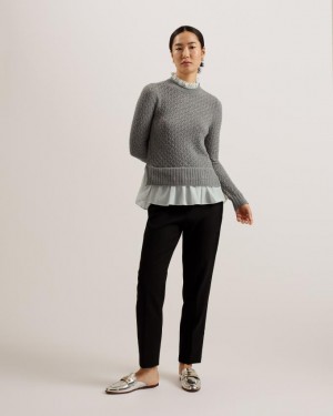 Sweter Damskie Ted Baker Knitted With Hem Szare Polska | PL-HJGVP7519