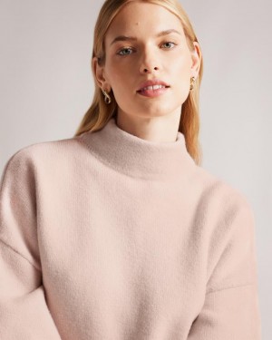 Sweter Damskie Ted Baker Oversized Funnel Neck Różowe Polska | PL-OKZLV0386