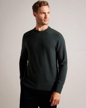 Sweter Męskie Ted Baker Long Sleeve T Knit Zielone Polska | PL-OMQZN0869