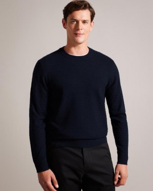 Sweter Męskie Ted Baker Long Sleeve T Knit Granatowe Polska | PL-LSENO5371