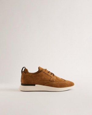 Trampki Męskie Ted Baker Suede Wing Tip Hybrid Brązowe Polska | PL-WRSAE7824