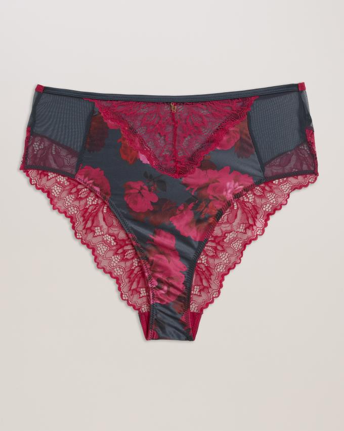 Bielizny Damskie Ted Baker Lace Floral High Waisted Brazilian Knickers Różowe Polska | PL-ENUKY4901