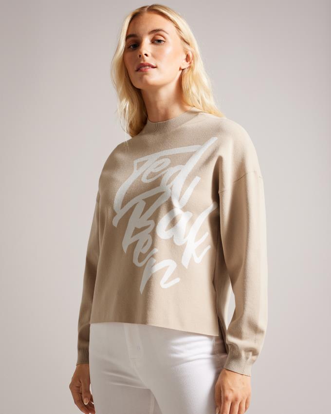 Bluza Damskie Ted Baker Branded Jacquard Knit Brązowe Polska | PL-HBMOA2084