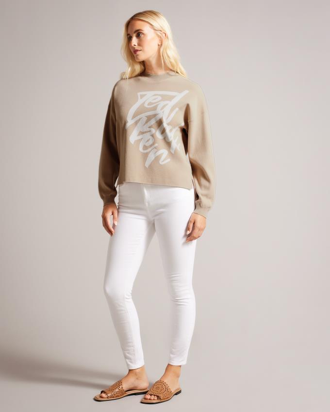 Bluza Damskie Ted Baker Branded Jacquard Knit Brązowe Polska | PL-HBMOA2084