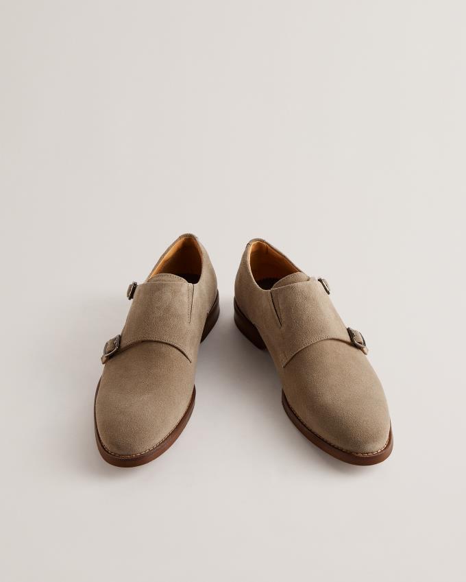 Buty Monki Męskie Ted Baker Suede Double Strap Khaki Polska | PL-XKEUA7593