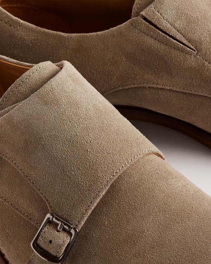 Buty Monki Męskie Ted Baker Suede Double Strap Khaki Polska | PL-XKEUA7593