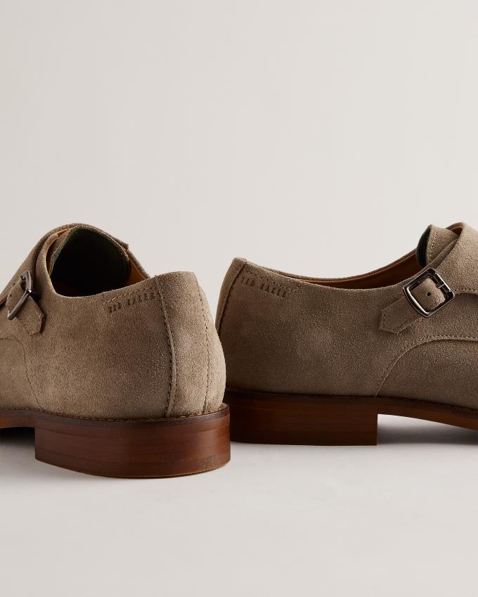 Buty Monki Męskie Ted Baker Suede Double Strap Khaki Polska | PL-XKEUA7593