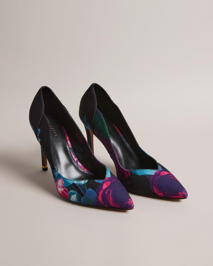 Buty Na Obcasie Damskie Ted Baker Floral Satin Court Czarne Polska | PL-FBUJT9541