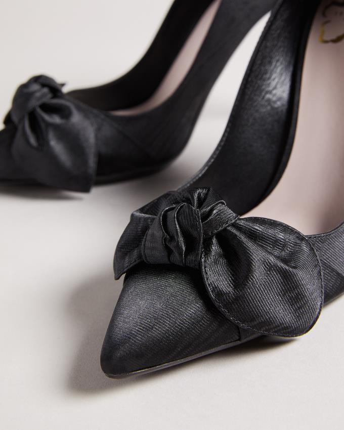 Buty Na Obcasie Damskie Ted Baker Moire Satin Bow Court Czarne Polska | PL-WKQJU7463