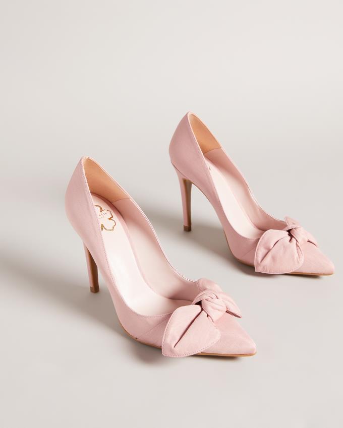 Buty Na Obcasie Damskie Ted Baker Moire Satin Bow Court Różowe Polska | PL-UVOZG4875