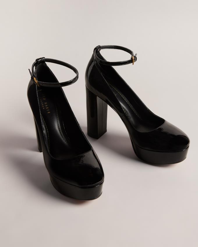 Buty Na Obcasie Damskie Ted Baker Patent Faux Leather Platform Heels Czarne Polska | PL-ZDBXI1427