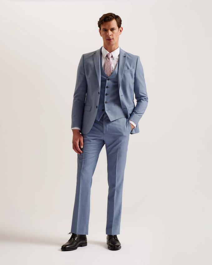 Kamizelka Garniturowa Męskie Ted Baker Sharkskin Wool Blend Niebieskie Polska | PL-ROXFW5461