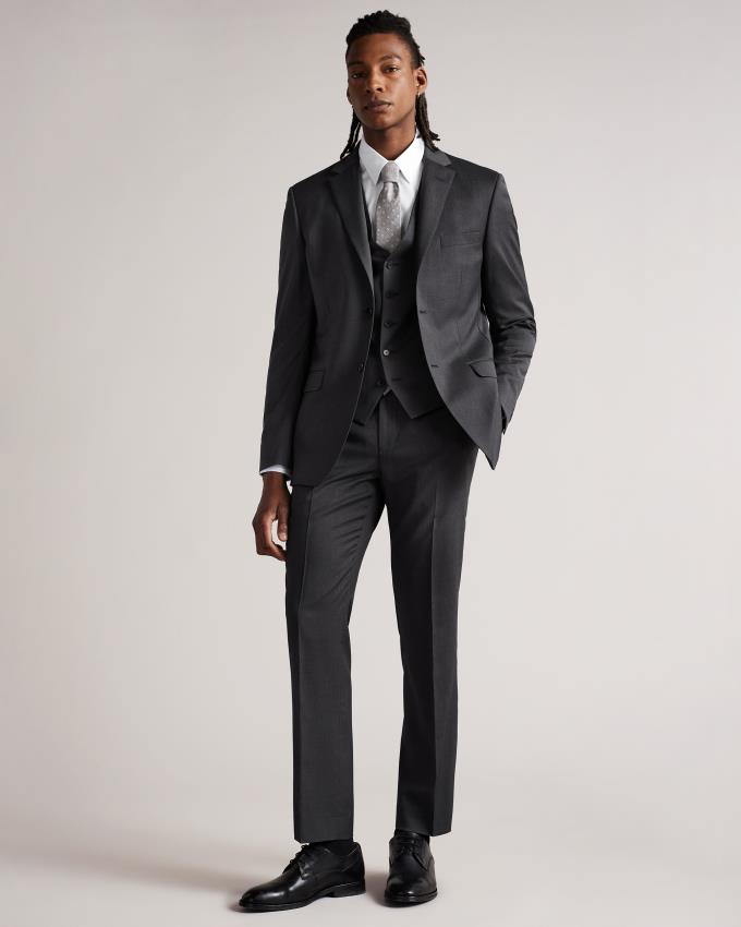 Kamizelka Garniturowa Męskie Ted Baker Slim Charcoal Twill Suit Szare Polska | PL-XDCMS2846