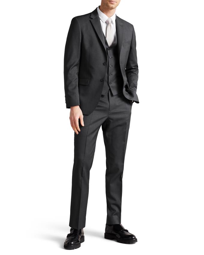 Kamizelka Garniturowa Męskie Ted Baker Slim Charcoal Twill Suit Szare Polska | PL-XDCMS2846