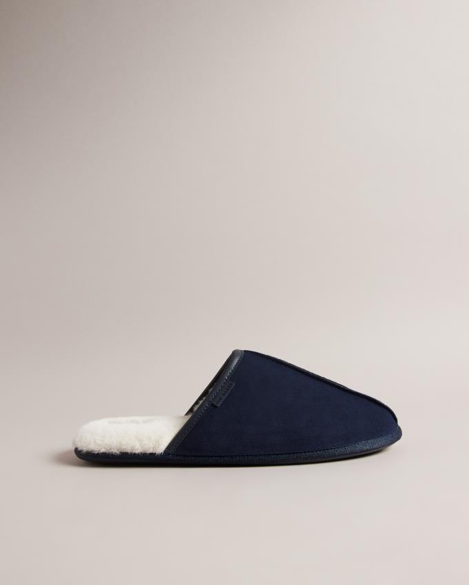 Kapcie Męskie Ted Baker Suede Mule Ciemny Niebieskie Polska | PL-GLIZP4521