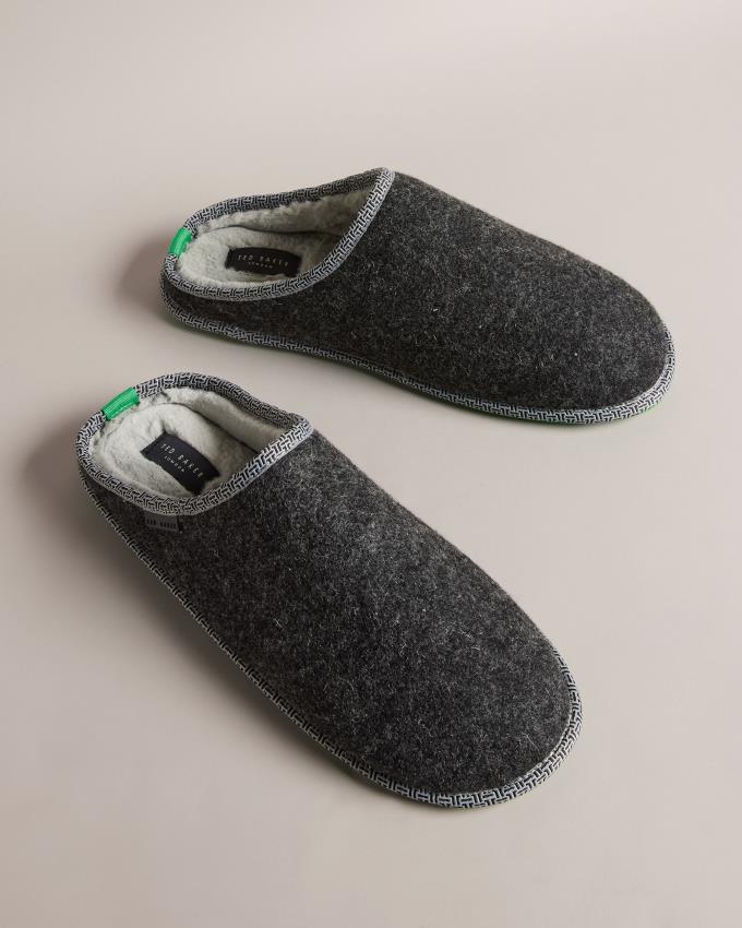 Kapcie Męskie Ted Baker Wool Blend Felt Szare Polska | PL-RUVJE9621