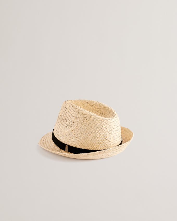 Kapelusz Męskie Ted Baker Straw Trilby With Webbing Trim Beżowe Polska | PL-FQDGL9427