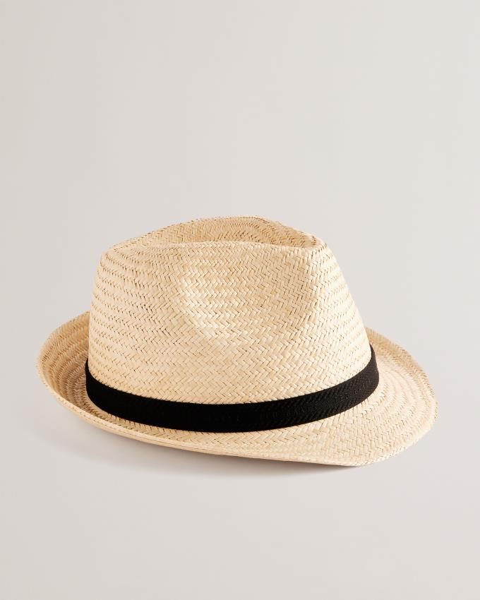 Kapelusz Męskie Ted Baker Straw Trilby With Webbing Trim Beżowe Polska | PL-WFLMQ9341