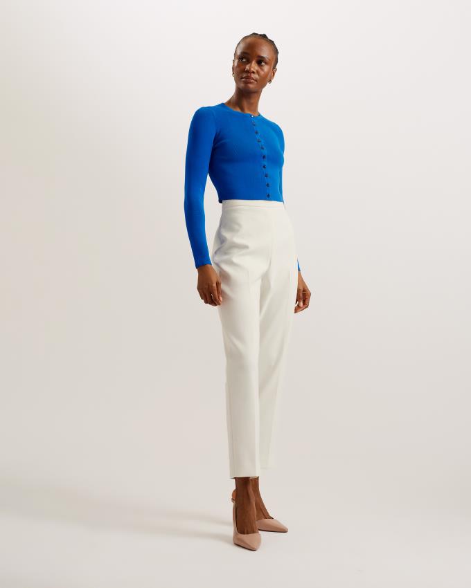 Kardigan Damskie Ted Baker Cropped Scallop Trim Niebieskie Polska | PL-YDHUZ8032