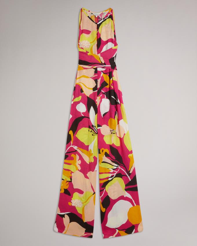 Kombinezony Długi Damskie Ted Baker Abstract Print With Wrap Bodice Głęboka Różowe Polska | PL-DBENX9075