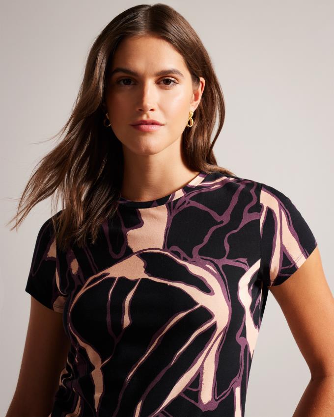 Koszulka Damskie Ted Baker Abstract Fitted Beżowe Różowe Polska | PL-SNAHE6980