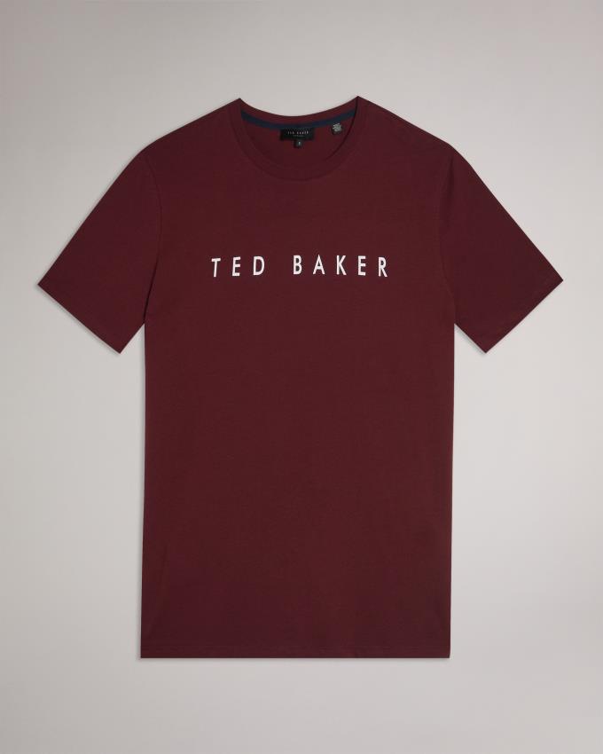 Koszulka Męskie Ted Baker Short Sleeve Branded Bordowe Polska | PL-NCKDF6293