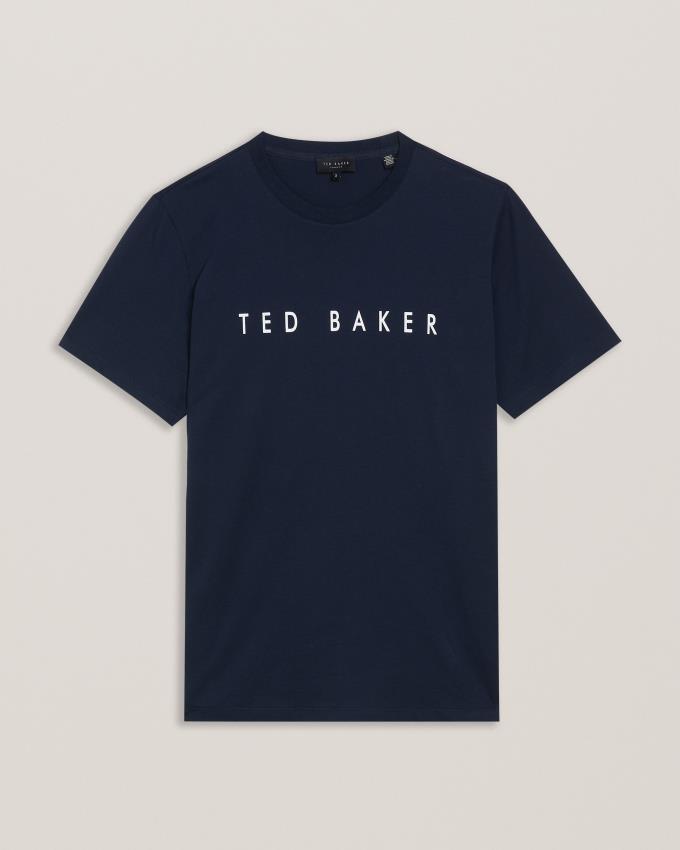 Koszulka Męskie Ted Baker Short Sleeve Branded Granatowe Polska | PL-SLYRQ7129