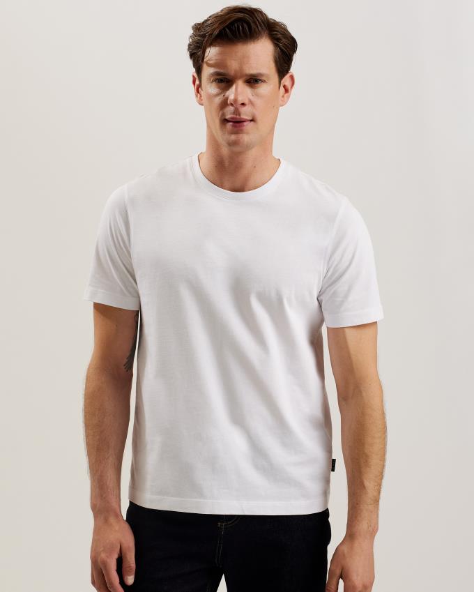 Koszulka Męskie Ted Baker Short Sleeve Regular Fit Plain Białe Polska | PL-KMBDJ1983