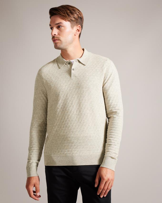 Koszulka Polo Męskie Ted Baker Long Sleeve Knitted Brązowe Brązowe Polska | PL-LPABE3952