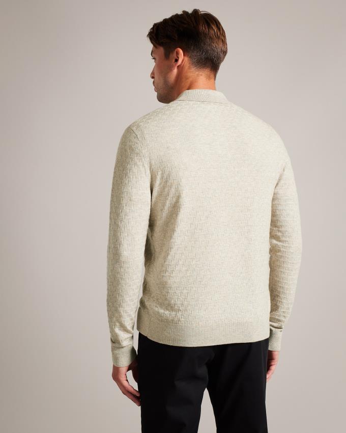 Koszulka Polo Męskie Ted Baker Long Sleeve Knitted Brązowe Brązowe Polska | PL-LPABE3952