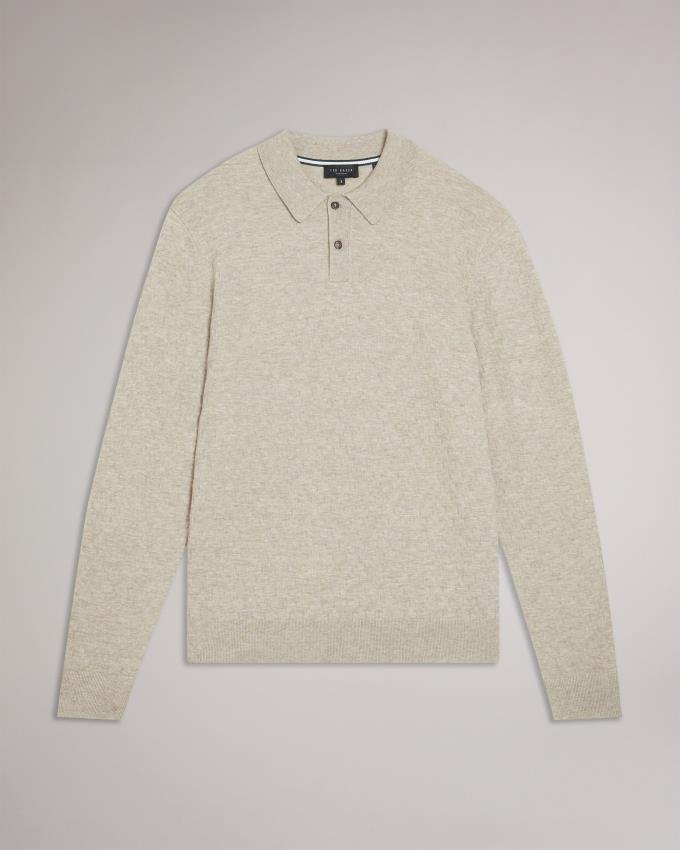 Koszulka Polo Męskie Ted Baker Long Sleeve Knitted Brązowe Brązowe Polska | PL-LPABE3952