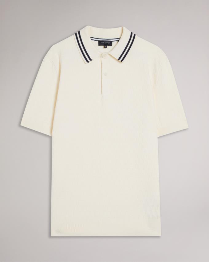 Koszulka Polo Męskie Ted Baker Short Sleeve Regular T Stitched Kremowe Polska | PL-VHRSB2698