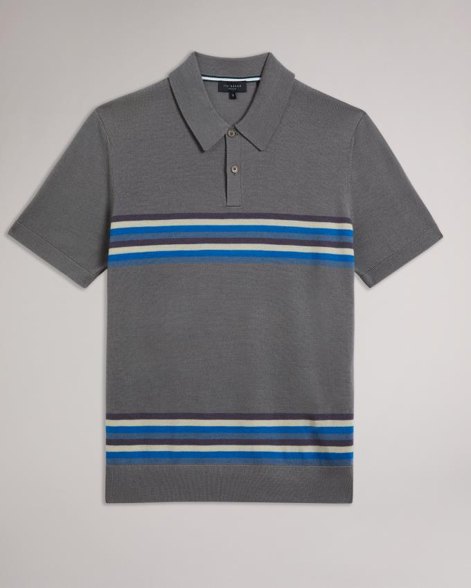 Koszulka Polo Męskie Ted Baker Striped Wool Niebieskie Polska | PL-OEBDQ6845