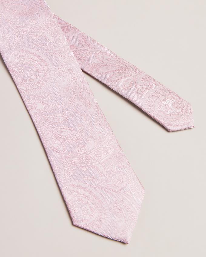 Krawaty Męskie Ted Baker Paisley Silk Różowe Polska | PL-PQVYU8365