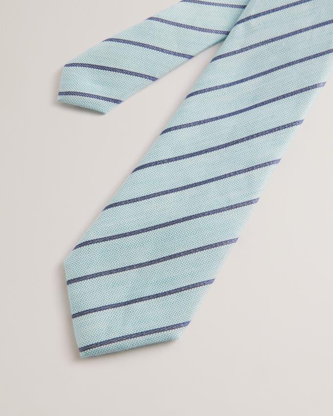 Krawaty Męskie Ted Baker Pin Stripe Linen Silk Głęboka Zielone Polska | PL-MFHRS1248