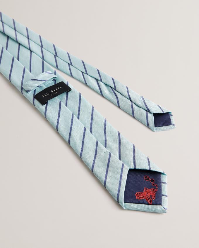 Krawaty Męskie Ted Baker Pin Stripe Linen Silk Głęboka Zielone Polska | PL-MFHRS1248