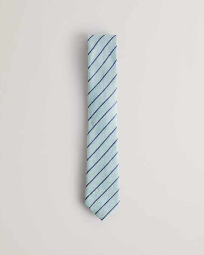 Krawaty Męskie Ted Baker Pin Stripe Linen Silk Głęboka Zielone Polska | PL-MFHRS1248